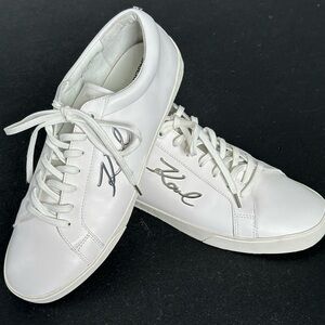 Never Been Worn Karl Lagerfeld White Leather Lace-Up Sneakers